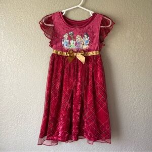 Disney Princess Girls 2T Red Velvet Dress Cinderella Tiana Rapunzel Snow White